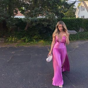 AIIFOS VERA PLEATED METALLIC MAXI DRESS Sz 2